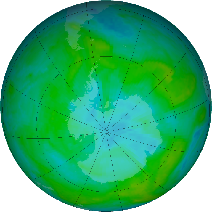 Antarctic ozone map for 27 December 2003